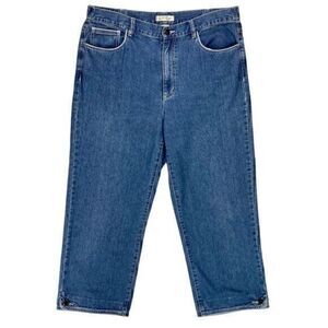 Orvis Capri Jeans Womens Sz 12 Blue Medium Wash Crop 5 Pocket Denim Button Ankle